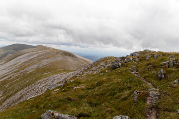 Hiking route across Carn Eighe, Glen Affric Scottish highlands