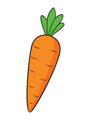 Simple carrot vector illustration with bright colors, bold outlines, and playful design elements.