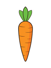 Simple carrot vector illustration with bright colors, bold outlines, and playful design elements.