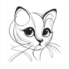 Minimalist Cat Sketch - Line Art Illustration