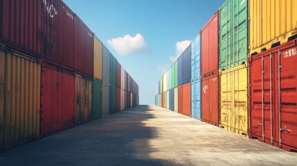 Fototapeta premium Shipping yard, cargo containers