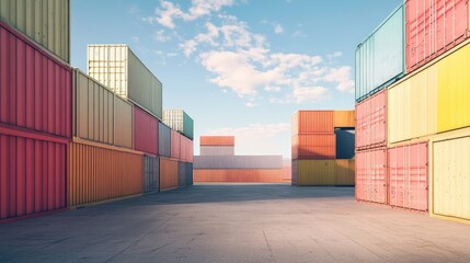Fototapeta premium Shipping yard, cargo containers