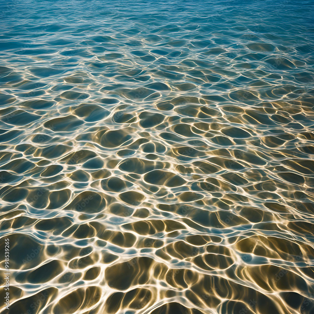 Aufkleber a mesmerizing view of clear water with sunlight creating intricate reflections and ripples on the su