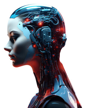 PNG Futuristic side portrait of robot digital transformation technological.