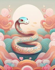 Fototapeta premium 年賀状に使える蛇のイラスト