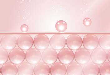 pearl-shaped serum falls into the water penetrating the layers of the skin, beauty advertising concept for women