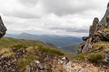 Hiking route across Carn Eighe, Glen Affric Scottish highlands