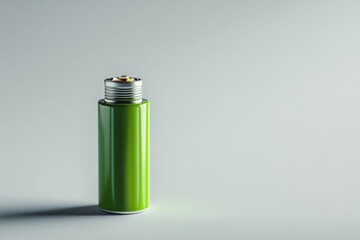 A single green battery on a white background.