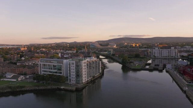 Stunning Sunset Colours in Aviva Stadium - 4K Cinematic Drone Footage - Co.Dublin - Ireland