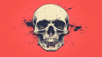 Minimalist Flat Design Skull Illustration for Graphic Projects and Prints
