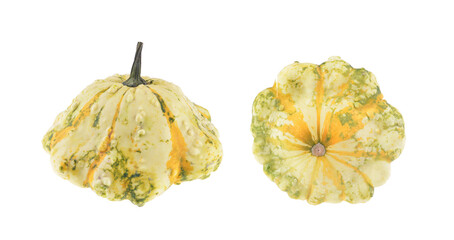Small patterned decorative pumpkin on isolated white background