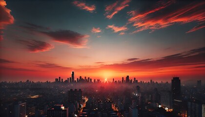 Fototapeta premium Cityscape at Sunset