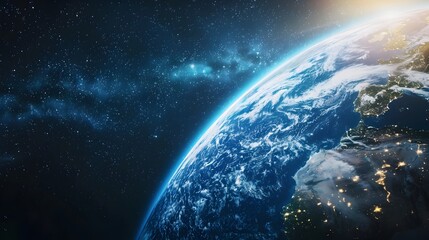 Obraz premium Breathtaking View of Vibrant Blue and Green Planet Earth from Cosmic Vantage Point