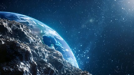 Obraz premium Captivating Close up of Earth from a Comet s Perspective Showcasing its Vibrant Blue and Green Hues