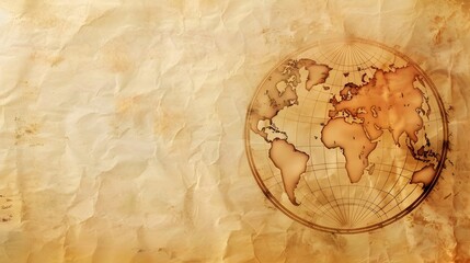 Fototapeta premium Vintage Earth Parchment Map with Hand Drawn Continents and Aged Texture