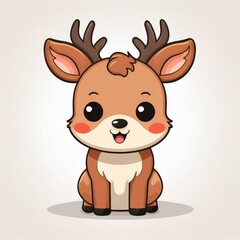 cute deer with smiling expression vector