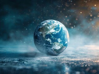 Obraz premium Fragile Glass Planet Earth Highlighting Environmental Awareness and Sustainability