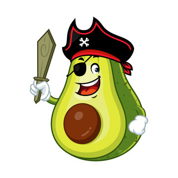 recommend clip art: Funny Cartoon Avocado Pirate Character with Eyepatch and Sword.