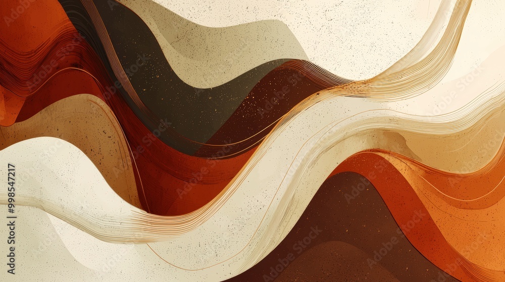 Poster abstract earth tone background with flowing lines for environmental and minimalist design