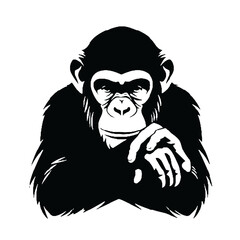 Chimpanzee Silhouette in Profile – Clean Vector Art