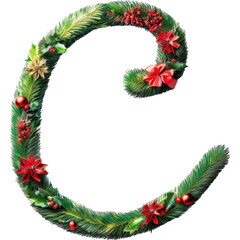 Letter C design in Christmas wreath style art