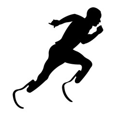 Runner with amputee legs running distance.Disabled athlete on prostheses.Concept of unlimited possibilities.Paralympic Games.Vector illustration.