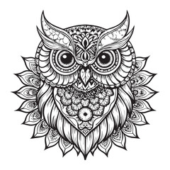 Fototapeta premium owl mandala decorative design. coloring page, tattoo design, print design