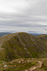 Hiking route across Carn Eighe, Glen Affric Scottish highlands