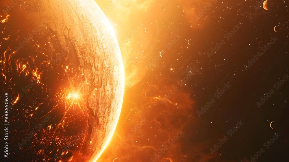 Poster trinary star system planet experiencing dynamic solar interactions and eclipses