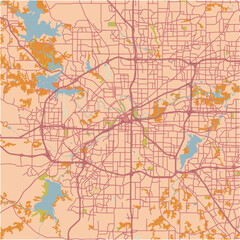 Map of Fort Worth in Texas in a sandy theme. Contains layered vector with roads water, parks, etc.