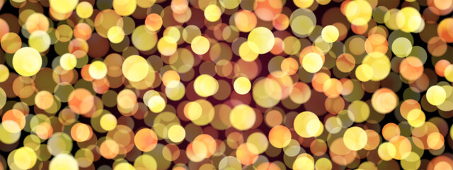 Yellow gold on black bokeh pattern of city or candle lights. Bg with circles on dark. Religious ceremony or celebration blurred backdrop with flame. Memorial night vector illustration