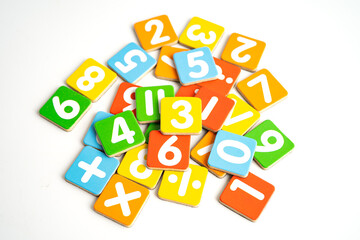 Math number isolated on white background with clipping path, mathematics learning course.