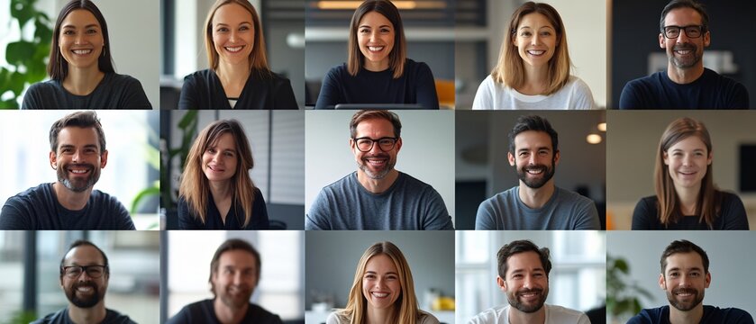 Collaborative Team Video Call with Diverse Members Brainstorming Ideas