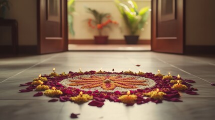 Minimalist background capturing the essence of Vijaya Dashami and Maha Ashtami, blending traditional worship themes with creative festival designs from West Bengal.

