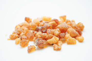 Frankincense or olibanum aromatic resin for incense and perfume cosmetic.