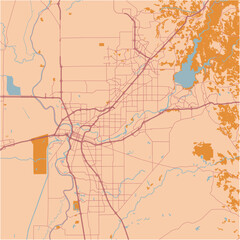 Fototapeta premium Map of Sacramento in California in a sandy theme. Contains layered vector with roads water, parks, etc.