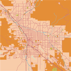 Obraz premium Map of Tucson in Arizona in a sandy theme. Contains layered vector with roads water, parks, etc.