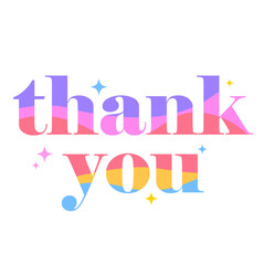 Thank You bright text with decorative elements on a white background. Vector illustration.