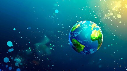 Fototapeta premium Planet Earth, view from space. Save the planet. Banner. Concept of healthy ecosystem and environment.