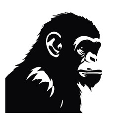 Minimalist Chimpanzee Silhouette Illustration for Web and Print