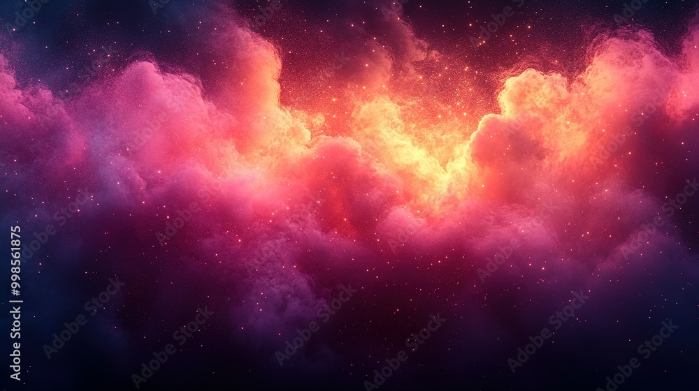 Poster abstract cosmic cloudscape with a starry background