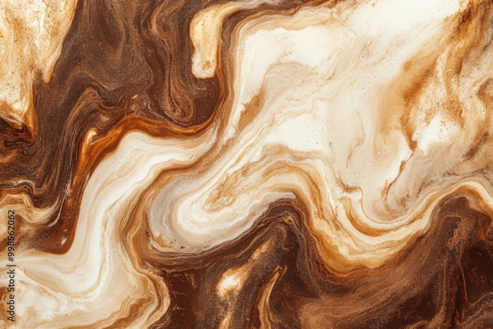 Leinwandbilder the warm tones of coffee and cream swirl together to form a captivating abstract pattern, showcasing