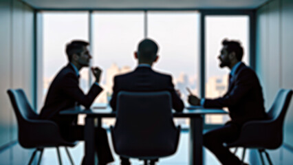 Silhouettes of Business Executives in a Blurred Conference Room for Planning and Discussion