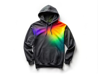 Hoodie with colorful design on a white isolate background