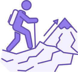 Colored Climb Icon. Vector Icon. Mountaineer Climbing Hard-to-reach Mountain. Sports and Active Leisure. Adventure and Tourism Concept