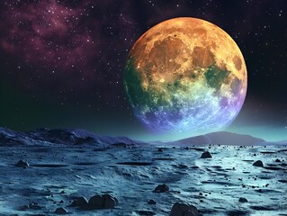 Mesmerizing Moon Landscape with Dynamic Color Shifts Based on Temperature Variations
