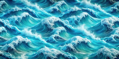 Obraz premium Seamless texture pattern of water ocean waves, water, ocean, waves, seamless, texture, pattern, nautical, marine, repetitive, background