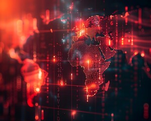 Obraz premium Digital World Map Showing Rising Global Temperatures Exceeding Safe Limits Global Warming Concept