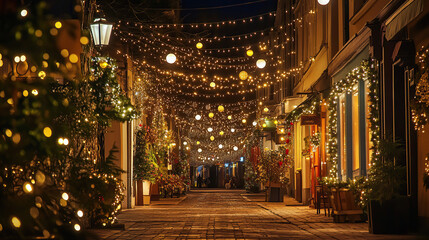 Obraz premium Christmas Decorations on a City Street (christmas-tree)