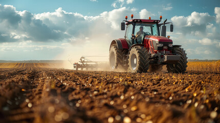 farmer working with tractor at agriculture field